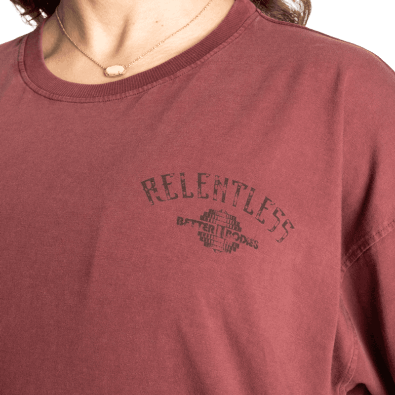 Better Bodies Relentless Oversized Tee - Washed Maroon