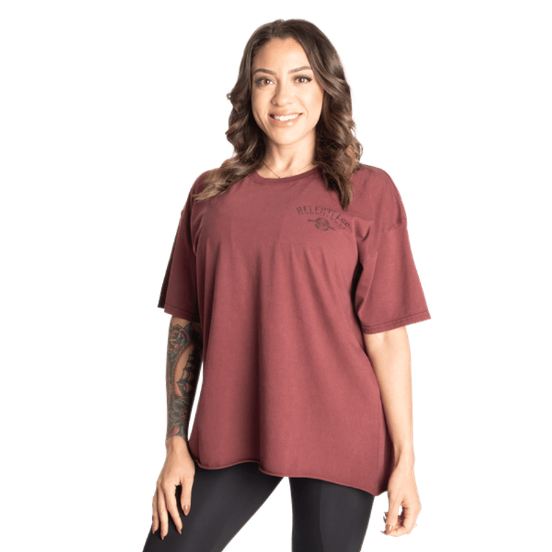 Better Bodies Relentless Oversized Tee - Washed Maroon